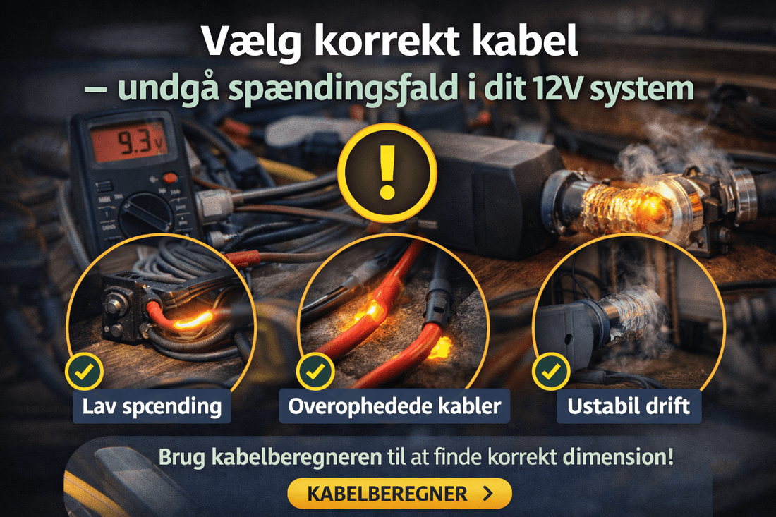 Vælg korrekt kabel – undgå spændingsfald i dit 12V system - SejlStrøm