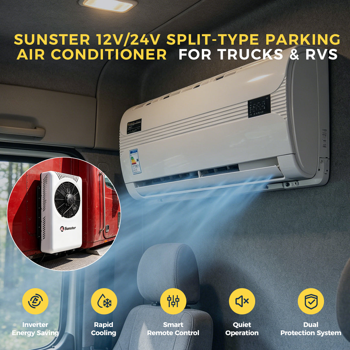 Sunster S-AC4 DC-klimaanlæg – 12/24 V