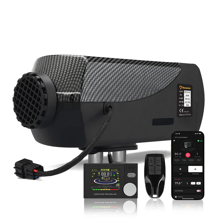 Sunster A2302BS 8 kW dieselfyr – splitmodel med Bluetooth – produktfoto | SejlStrøm