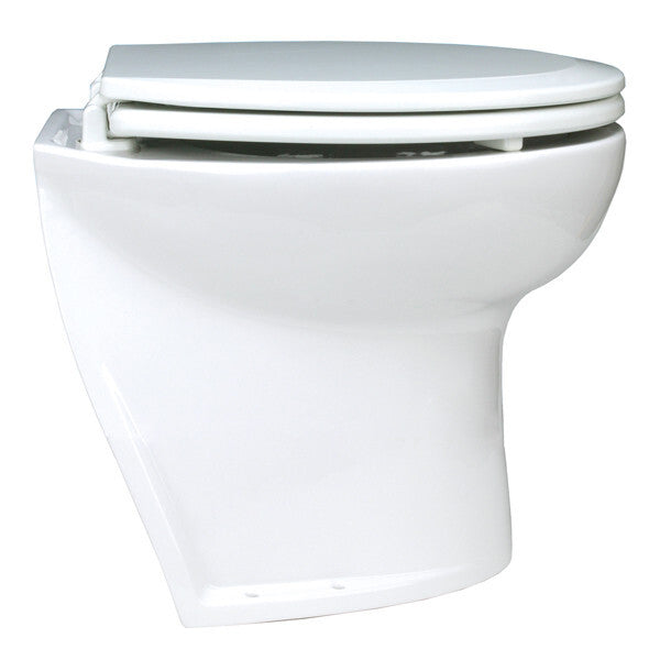 Jabsco toilet "Deluxe" m/soft close med lige kant – deluxe 14" lige bagkant 24V ferskvand