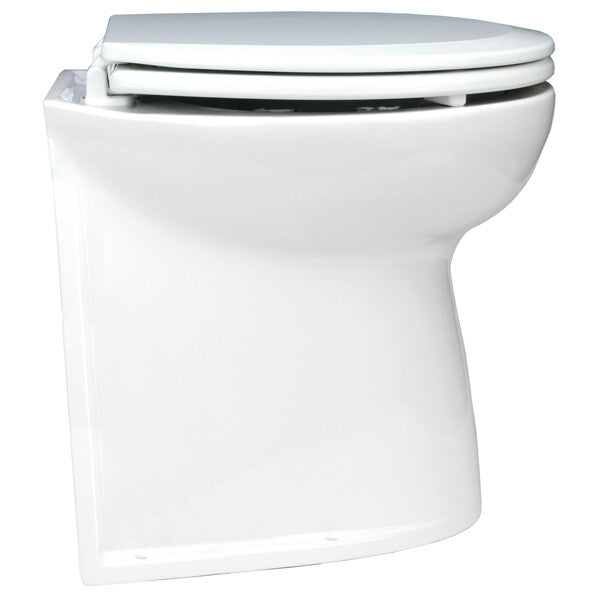 Jabsco toilet "Deluxe" m/soft close med lige kant – deluxe 17" lige bagkant 24V saltvand