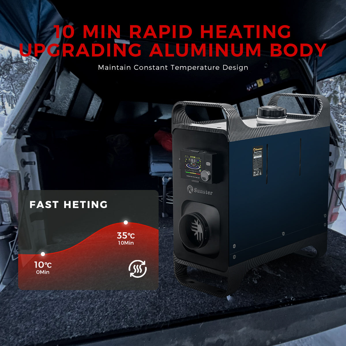 Sunster A2302BH 8 kW dieselfyr – alt-i-ét med Bluetooth