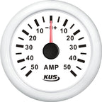 KUS amperemeter hvid, med 50Amp shunt 12/24V – Palby varenr. 1116469