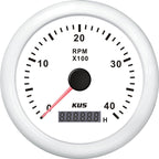 Kus omdr.tæller diesel 0-4000 0.5-250 med time.hvid 12/24V Ø – Palby varenr. 1116529