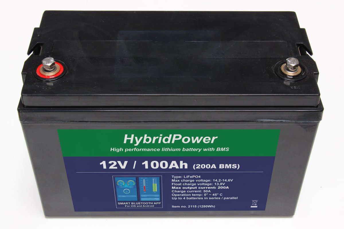 12 V 100 Ah LiFePO₄ batteri med Bluetooth - CamperStrøm