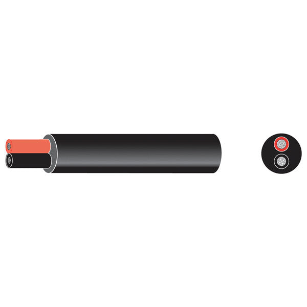 Oceanflex 2-Leddet rund fortinnet kobberkabel – marinekabel rød/sort 2x2.5mm2 100m
