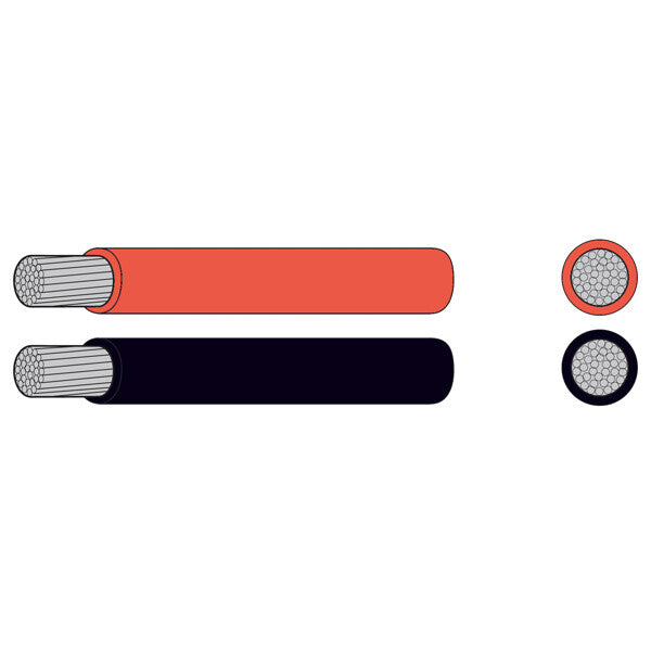 OceanFlex Fortinnet kobberkabel rød – marinekabel sort 4.0mm2 30m