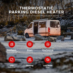 Sunster A2302BS 8 kW dieselfyr – splitmodel med Bluetooth