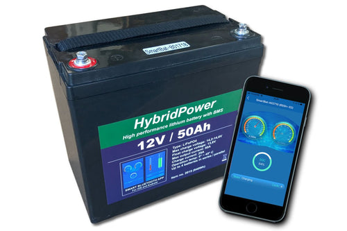 12V 50Ah LiFePO4 batteri m/APP overvågning - SejlStrøm