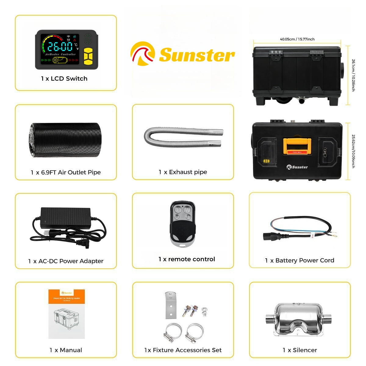 Sunster TB10 8 kW dieselfyr – Toolbox med Bluetooth