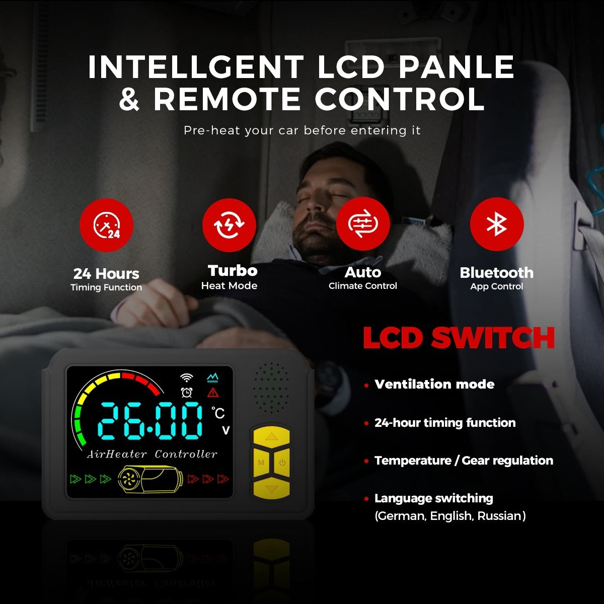 Sunster SH B2 2 kW dieselfyr – splitmodel med Bluetooth