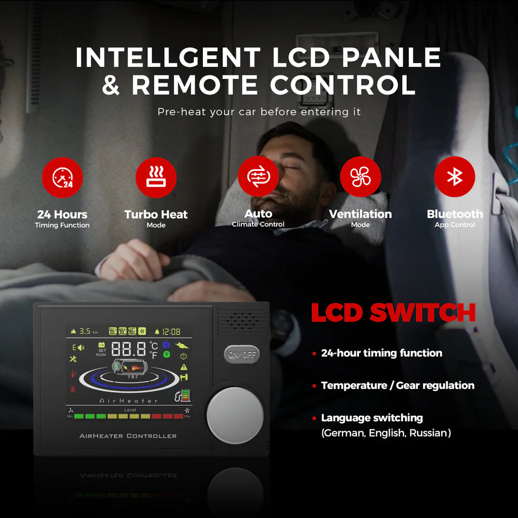 Sunster A2302BS 8 kW dieselfyr – splitmodel med Bluetooth