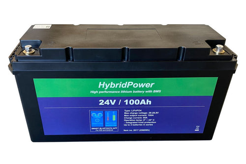 24 V 100 Ah LiFePO₄ Batteri med Bluetooth – Kraftfuld & Langtidsholdbar - CamperStrøm