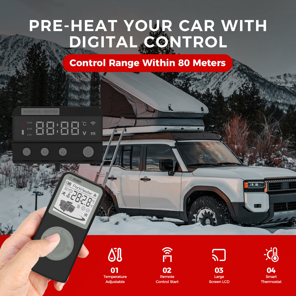 Sunster A2301 5 kW vandbåret diesel-/benzinvarmer – 12 V