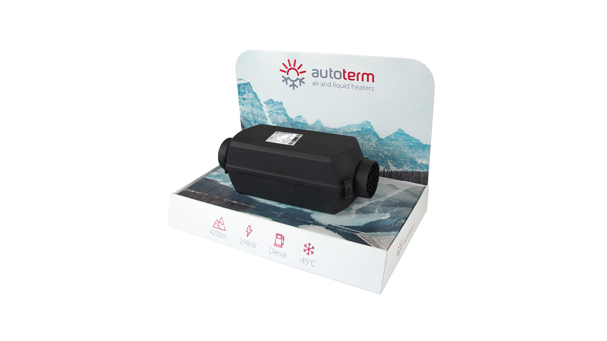 AUTOTERM Borddisplay i karton med Air 2D – officielt AUTOTERM produktfoto