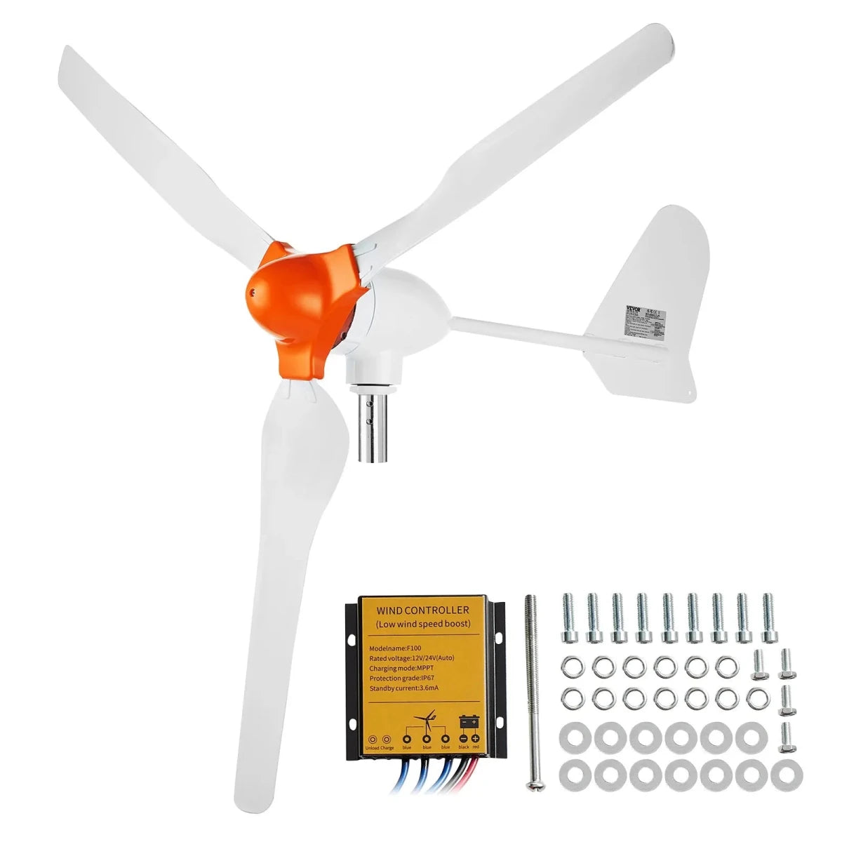 800 W 3 - bladet vindmøllegenerator 12 V med MPPT - controller (off - grid løsning) - SejlStrøm