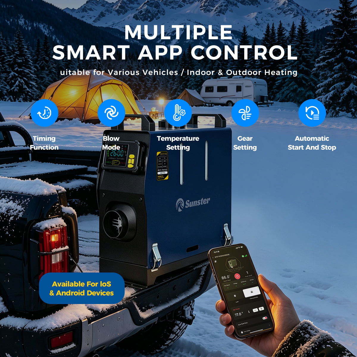 Sunster TR B2 8 kW dieselfyr – alt-i-ét med Bluetooth