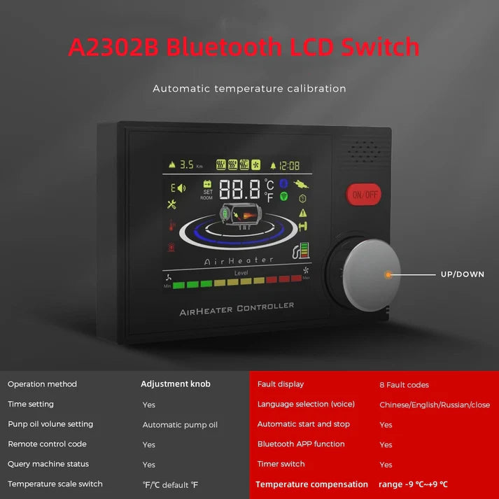 Sunster A2302BS 8 kW dieselfyr – splitmodel med Bluetooth