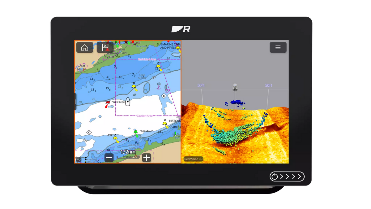 Raymarine Axiom+ 9 RV – RV-100 – LightHouse kortplotter Middelhavet