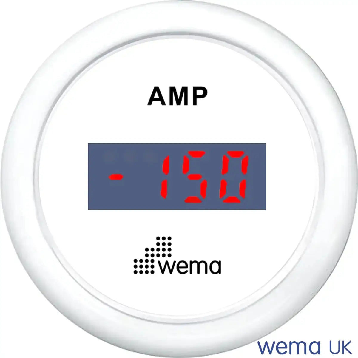 Wema Amp.meter sæt +/- 150 Amp Hvidt
