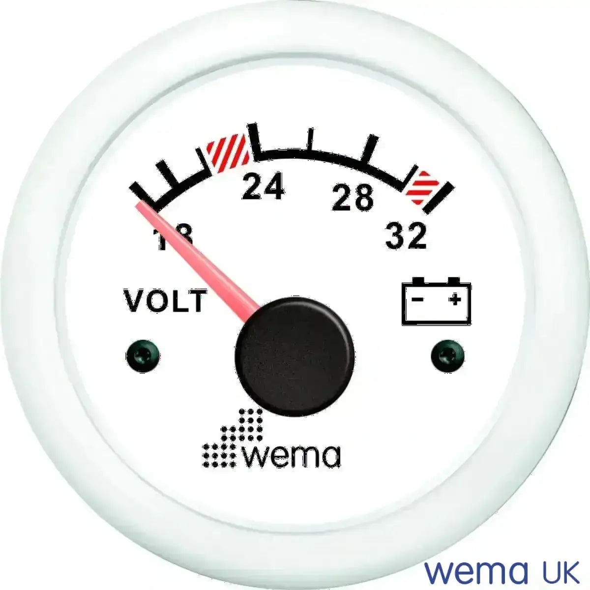 Wema Voltmeter 24 Volt Hvidt