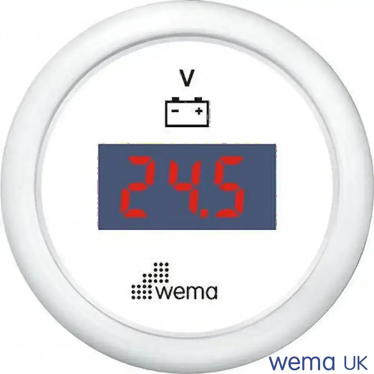 Wema Digital Voltmeter 8-32 Volt Hvidt
