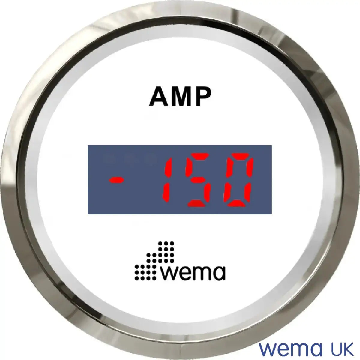 Wema Amp.meter sæt +/- 150 Amp. Hvidt RF