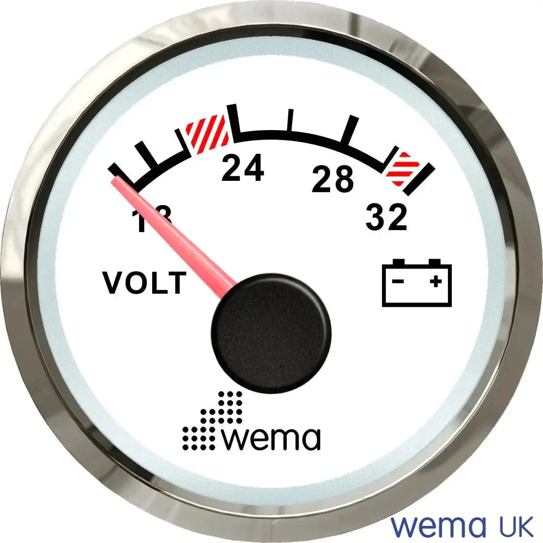 Wema Voltmeter 24 Volt Hvidt RF
