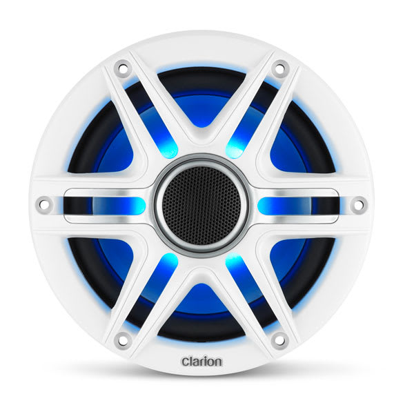 Garmin Clarion® Marine CMSP højttalere, 6,5" med LED og Hvide og Grå Sport Gitre (CMSP-651RGB-SWG) – officielt Garmin produktbillede