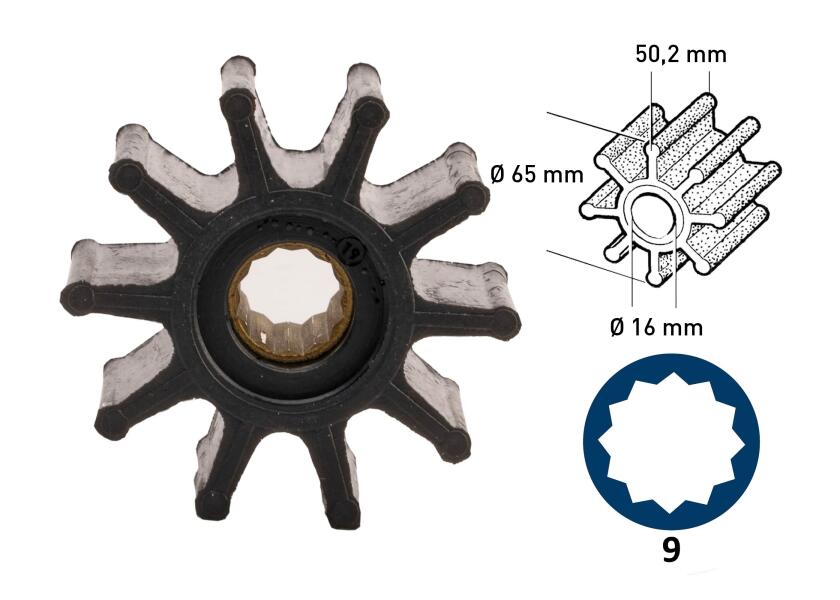 Impeller / neopren / 10 blade / type 9 - SejlStrøm