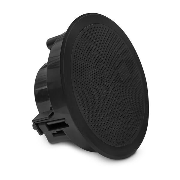 Fusion FM seriens marinehøjttalere, 7,7" 200 W rund, sort, planmonteret marinehøjttaler – produktbillede 3