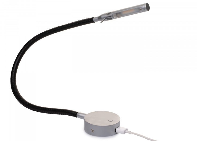 PREBIT LED Flexlight 07 - 1 USB / mat krom med sort læderbetræk - SejlStrøm