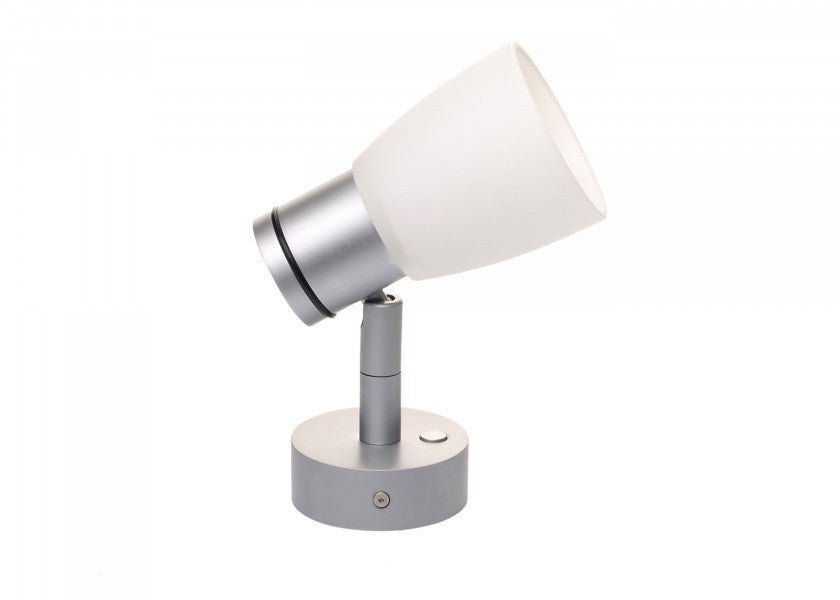 PREBIT R1 - 1 LED - påbygningslampe / mat krom, satinhvidt glas - SejlStrøm