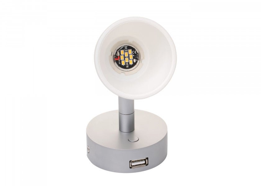 PREBIT R1 - 1 LED - påbygningslampe / mat krom, satinhvidt glas - SejlStrøm