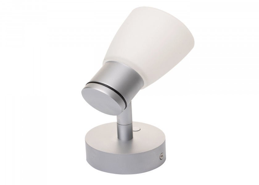PREBIT R1 - 1 LED - påbygningslampe / mat krom, satinhvidt glas - SejlStrøm