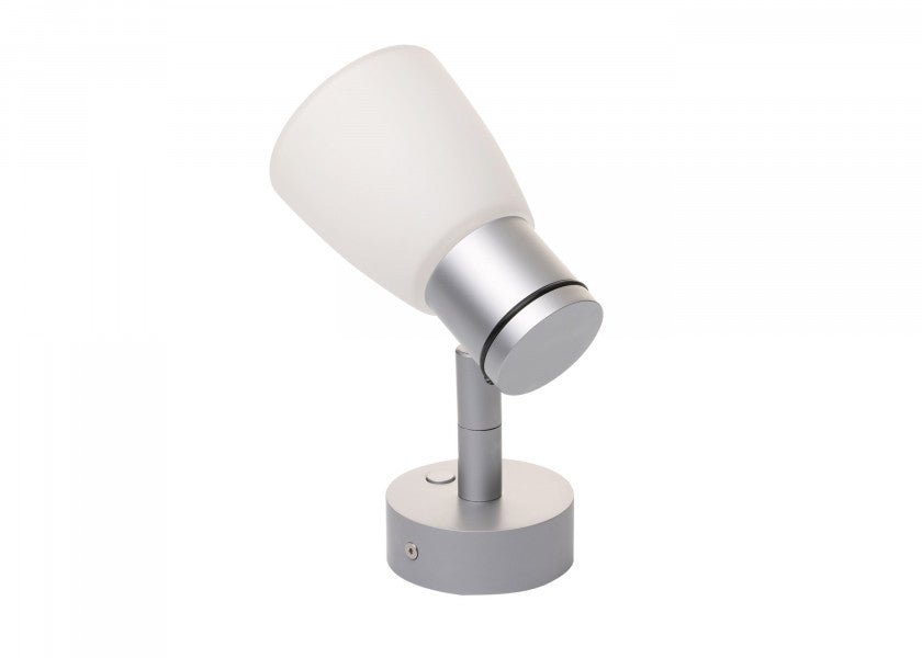 PREBIT R1 - 1 LED - påbygningslampe / mat krom, satinhvidt glas - SejlStrøm