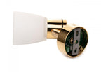 PREBIT R1 - 1 LED - påbygningslampe / poleret guld, satinhvidt glas - SejlStrøm