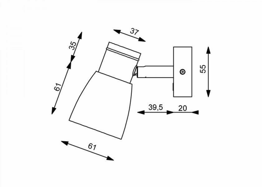 PREBIT R1 - 1 LED - påbygningslampe USB / mat krom, kridhvidt glas - SejlStrøm