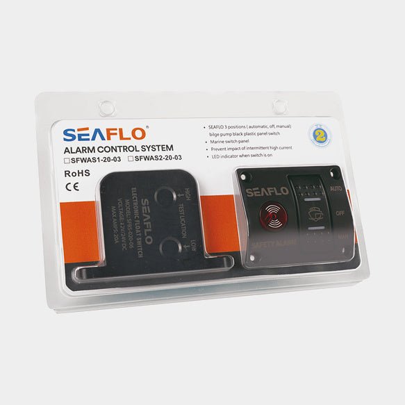 Seaflo Niveauføler til elektrisk bilge pump 12V 20A med kontrolpanel og niveaularm - SejlStrøm