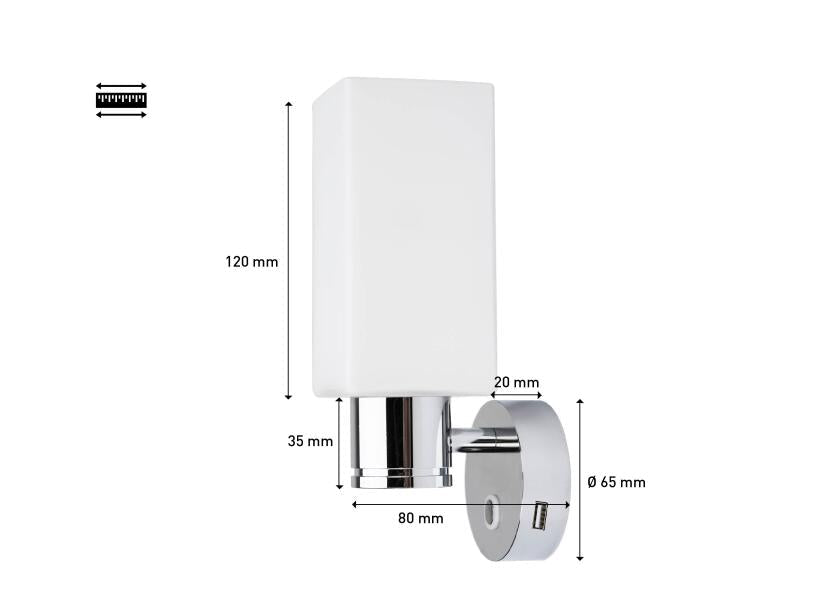 SEATEC Kvadratisk LED - væglampe / med berøringskontakt og USB - C - opladningsstik - SejlStrøm