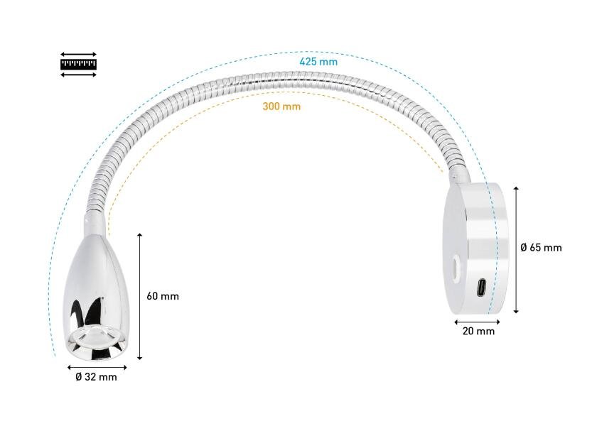 SEATEC LED - læselampe / fleksibel arm / med berøringskontakt og USB - C - opladningsport - SejlStrøm