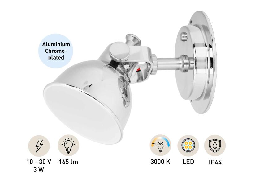 SEATEC LED - læselampe med lysdæmper / aluminium - SejlStrøm