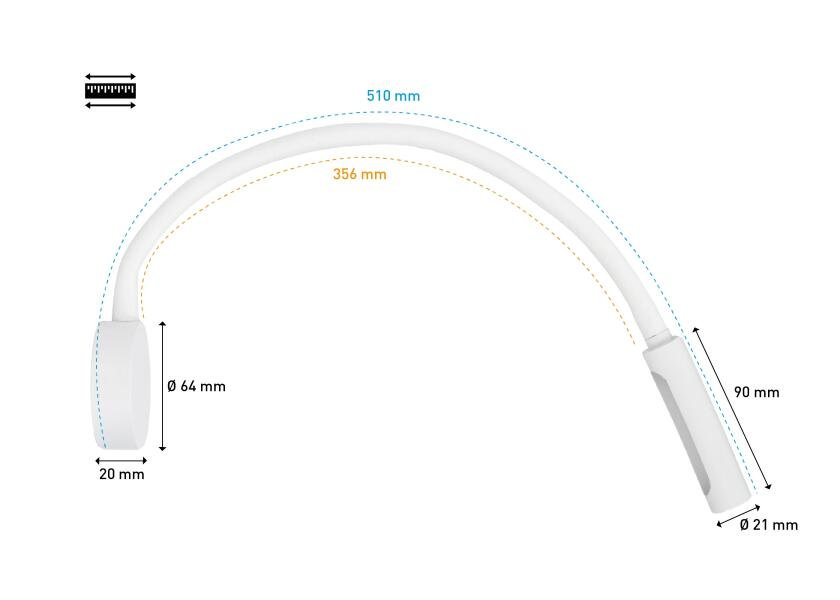 SEATEC LED - læselampe med lysdæmper og USB - C / hvid / varm hvid / rød - SejlStrøm