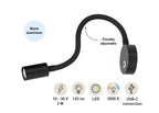 SEATEC LED - læselampe med lysdæmper og USB - C / sort / varm hvid - SejlStrøm