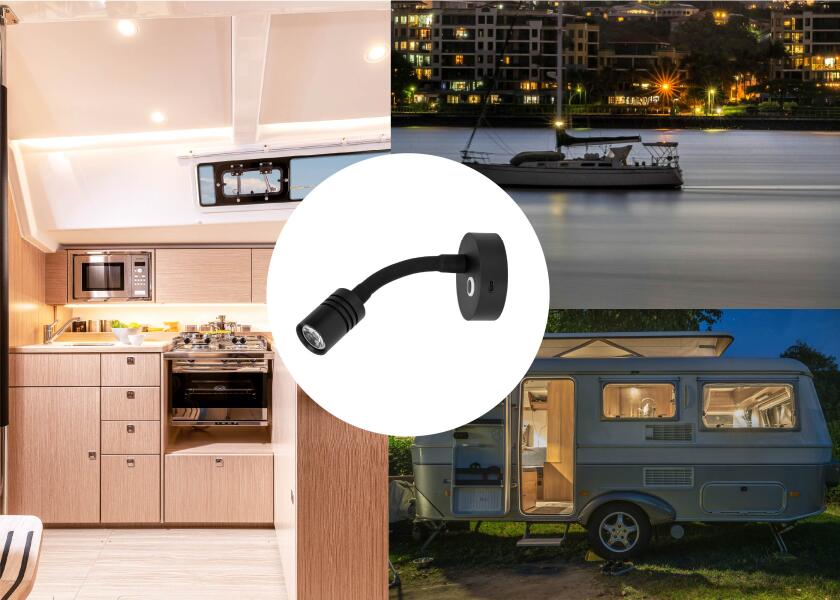 SEATEC LED - læselampe med lysdæmper og USB - C / sort / varm hvid - SejlStrøm