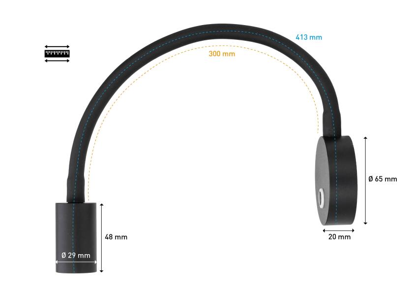 SEATEC LED - læselampe med lysdæmper og USB - C / sort / varm hvid - SejlStrøm
