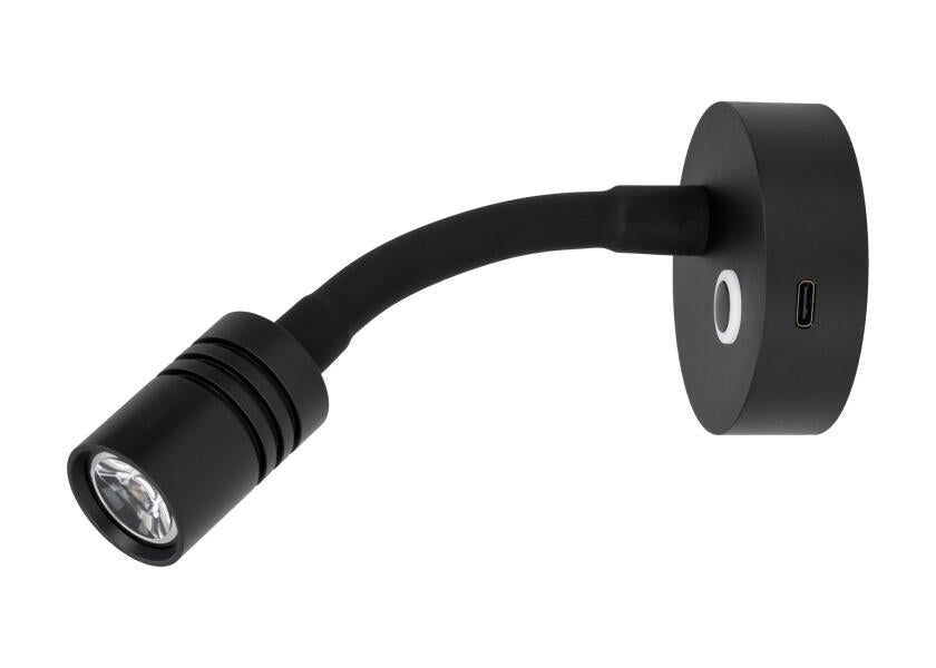 SEATEC LED - læselampe med lysdæmper og USB - C / sort / varm hvid - SejlStrøm
