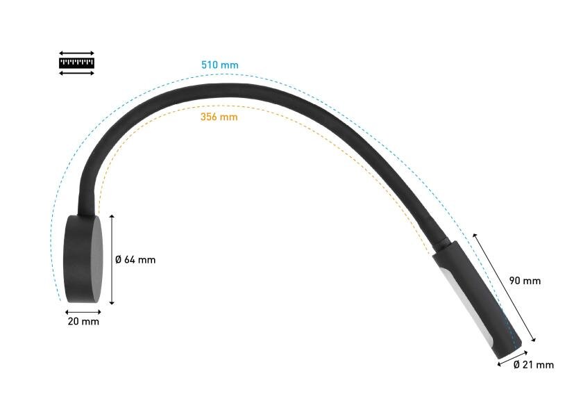 SEATEC LED - læselampe med lysdæmper og USB - C / sort / varm hvid / rød - SejlStrøm