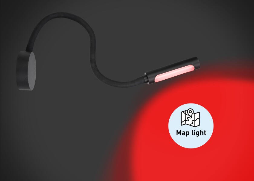 SEATEC LED - læselampe med lysdæmper og USB - C / sort / varm hvid / rød - SejlStrøm