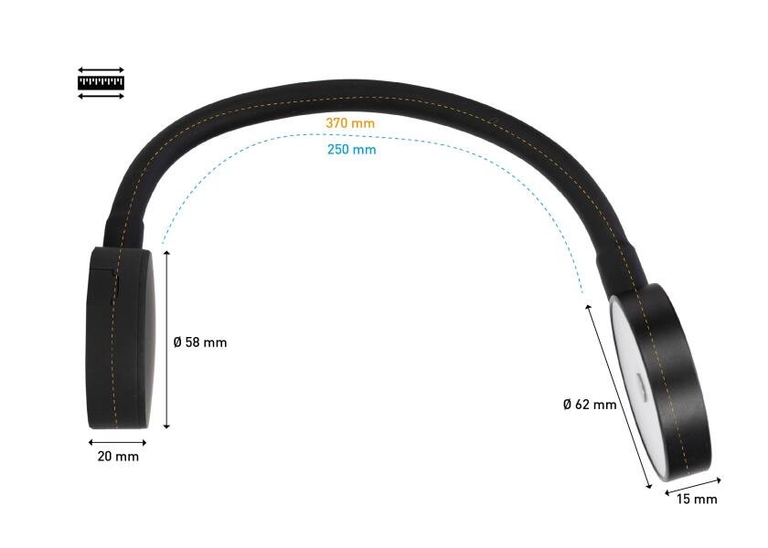 SEATEC LED - læselampe med lysdæmper og USB / sort - SejlStrøm